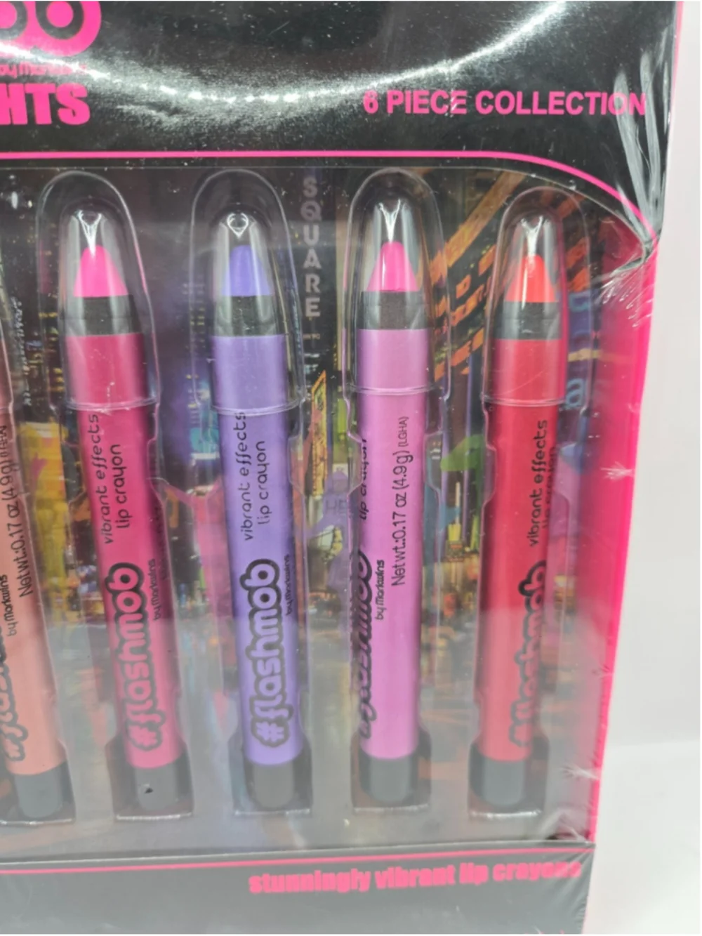 New Markwins Flashmob Urban Lights 6pc Lip Crayon Set Vibrant Colors